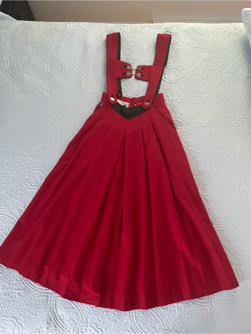 Vintage Steinbock Austrian Dirndl Dress – Red Wool & Cashmere Loden